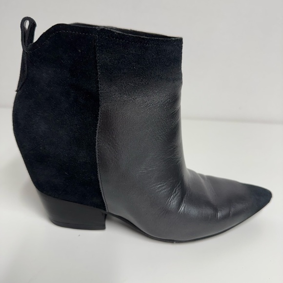 Sigerson Morrison Aerial Pointed Toe Black Leather Suede Boots Size  6.5 - Picture 7 of 12